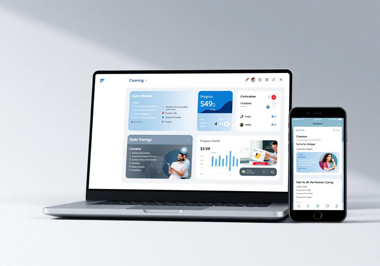 Preview of the Prodlernix SAP e-learning platform on desktop and mobile